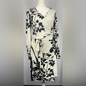 Moda International Black & White Floral Wrap Dress